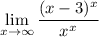 \displaystyle \lim_{x \to \infty} \frac{(x-3)^x}{x^x}