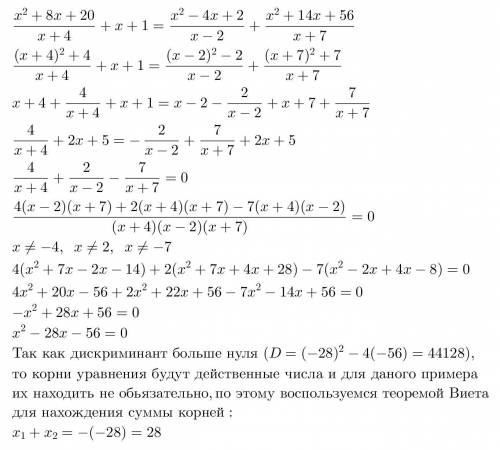 Найдите сумму корней данного уравнения(ответ:28)