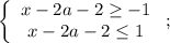 \left\{\begin{array}{c}x-2a-2\ge-1\\x-2a-2\le1\end{array}\right;