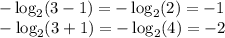 -\log_{2 }(3-1)=-\log_{2 }(2)=-1\\-\log_{2 }(3+1)=-\log_{2 }(4)=-2