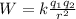 W=k\frac{q_{1} q_{2}}{r^{2}}