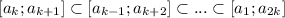 [a_k;a_{k+1}]\subset [a_{k-1};a_{k+2}]\subset...\subset [a_1;a_{2k}]