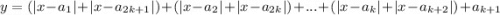 y=(|x-a_1|+|x-a_{2k+1}|)+(|x-a_2|+|x-a_{2k}|)+...+(|x-a_k|+|x-a_{k+2}|)+a_{k+1}