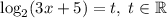 \log_2(3x+5)=t, \; t\in\mathbb {R}