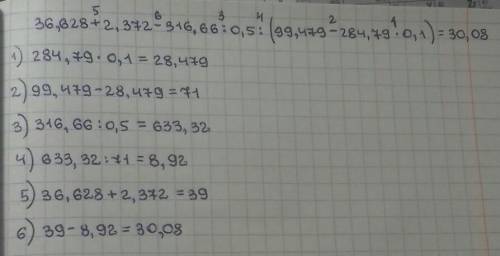 36,628+2,372-316,66:0,5:(99,479-284,79*0,1)​