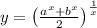 y=\left( \frac{a^x+b^x}{2} \right)^\frac{1}{x}