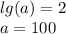 lg(a)=2\\a=100