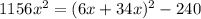 1156x^{2}=(6x+34x)^2-240