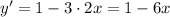 y'=1-3\cdot2x=1-6x