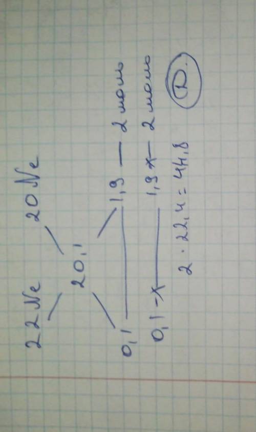 В природе встречается два изотопа неона. 22 Ne и 20NeРассчитайте объем L, н.у Смеси двух изотопов не