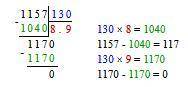 11,57розделить Ви столбик 1,3 как