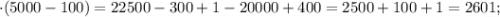 \cdot (5000-100)=22500-300+1-20000+400=2500+100+1=2601;