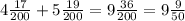 4 \frac{17}{200} + 5 \frac{19}{200} = 9 \frac{36}{200} = 9 \frac{9}{50}