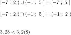 [-7\ ;\ 2\ )\cup (-1\ ;\ 5\ ]=[-7\ ;\ 5\ ]\\\\{}[-7\ ;\ 2\ )\cap (-1\ ;\ 5\ ]=(-1\ ;\ 2\ )\\\\\\3,28