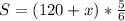 S=(120+x)*\frac{5}{6}