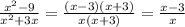 \frac{x {}^{2} - 9 }{x {}^{2} + 3x } = \frac{(x - 3)(x + 3)}{x(x + 3)} = \frac{x - 3}{x}