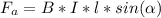 F_{a} = B*I*l*sin(\alpha )