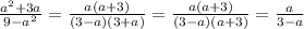 \frac{a^2+3a}{9-a^2} = \frac{a(a+3)}{(3-a)(3+a)} =\frac{a(a+3)}{(3-a)(a+3)} = \frac{a}{3-a}