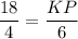 \displaystyle \frac{18}{4} =\frac{KP}{6}