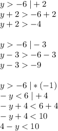 y-6\;|+2\\y+2-6+2\\y+2-4\\\\y-6\;|-3\\y-3-6-3\\y-3-9\\\\y-6\;|*(-1)\\-y