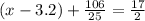 \left(x-3.2\right)+\frac{106}{25}=\frac{17}{2}