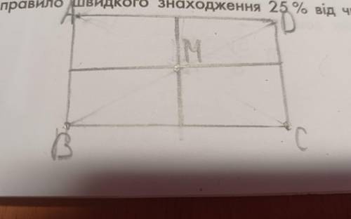 4. Виконай завдання. Побудуй прямокутник ABCD. Постав точку м всередині прямокутника. за до косинця