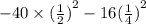 - 40 \times { (\frac{1}{2} )}^{2} - 16 {( \frac{1}{4}) }^{2}