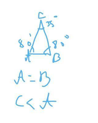 Найдите градусные меры углов треугольника ABC , если углы A и B этого треугольника равны, а угол C н