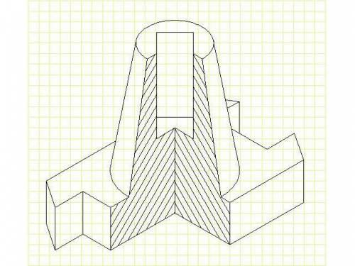 Черчение. По двум видам детали построить третий. Выполнить разрезы в изомерии с вырезом четверти