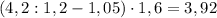 (4,2:1,2-1,05)\cdot1,6=3,92