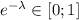 e^{-\lambda}\in[0;1]