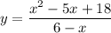 y=\dfrac{x^2-5x+18}{6-x}