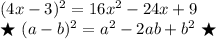 (4x-3)^2=16x^2-24x+9\\\bigstar~(a-b)^2=a^2-2ab+b^2~\bigstar