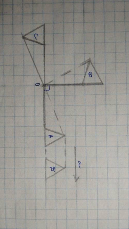 a) Переместите фигуру A вокруг точки O на 90 ° и отметьте фигуру как В.в) Нарисуйте фигуру, симметри