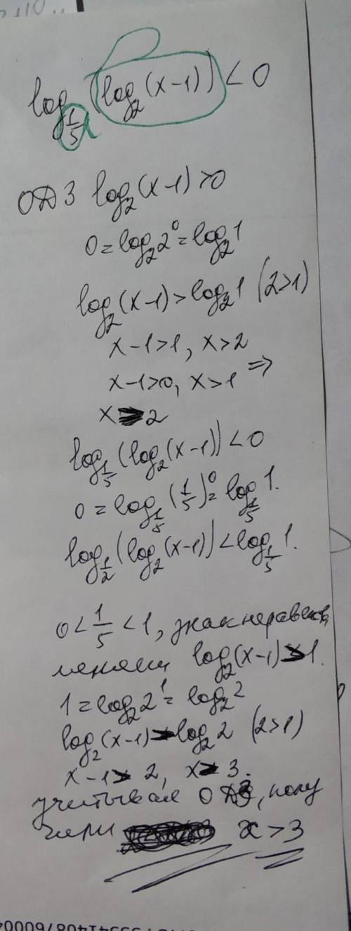 Логарифм от логарифма, неравенствокак решать, подробно