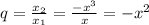 q=\frac{x_2}{x_1} =\frac{-x^{3} }{x}=-x^{2}