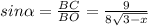 sin \alpha =\frac{BC}{BO} =\frac{9}{8\sqrt{3-x} }