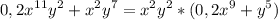 \displaystyle 0,2x^1^1y^2+x^2y^7=x^2y^2*(0,2x^9+y^5)