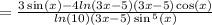 = \frac{3 \sin(x) - 4 ln(3x - 5) (3x - 5) \cos(x) }{ ln(10) (3x - 5) \sin {}^{5} (x) }