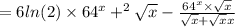 = 6 ln(2) \times {64}^{x} + \arcctg^{2} \sqrt{x} - \frac{ {64}^{x} \times \arcctg \sqrt{x} }{ \sqrt{x} + \sqrt{x} x}