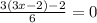 \frac{3(3x-2)-2}{6} = 0