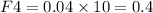 F4 = 0.04 \times 10 = 0.4Н