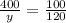 \frac{400}{y} = \frac{100}{120}