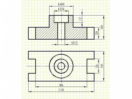 Дан эскиз детали. Постройте чертеж детали по своим размерам, применив целесообразный разрез. Построй