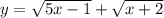 y = \sqrt{5x - 1} + \sqrt{x + 2}