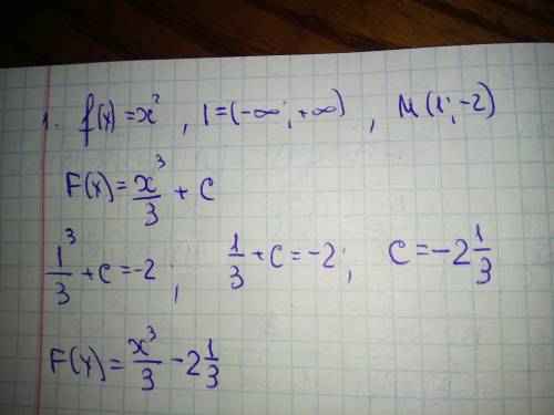 Сложное задание 1. Для функции f(x) = x2 на промежутке I = (-∞; +∞) найдите первообразную, проходящу