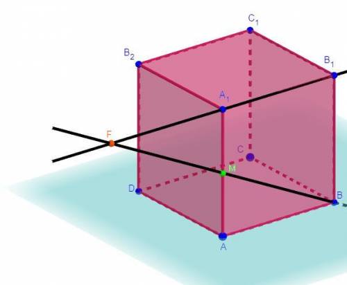 Дан куб ABCDA1B1C1D1. Точка М – середина ребра АА1. Построить точку пересечения прямой МВ с площадью