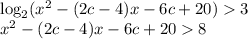 \log_2(x^2-(2c-4)x-6c+20)3\\x^2-(2c-4)x-6c+208