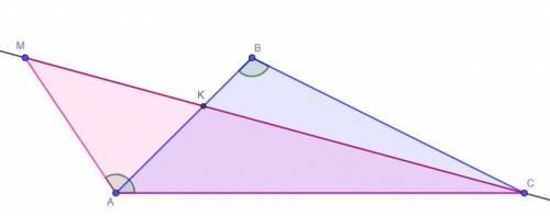 Стороны ab,bc и ac треугольника abc равны соответственно 3,корень 6 и 2корень5. Точка M расположена