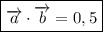 \boxed{ \overrightarrow{a} \cdot \overrightarrow{b} = 0,5 }